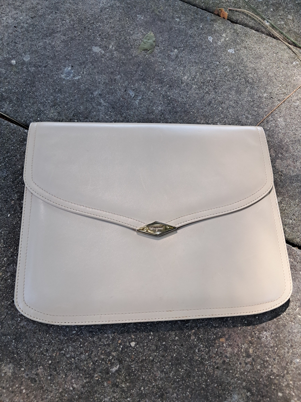 Vintage Salvatore Ferragamo Cream Clutch